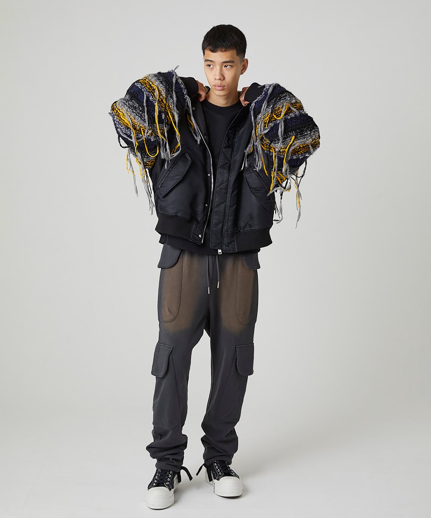 MIX KNIT SLEEVE BLOUSON