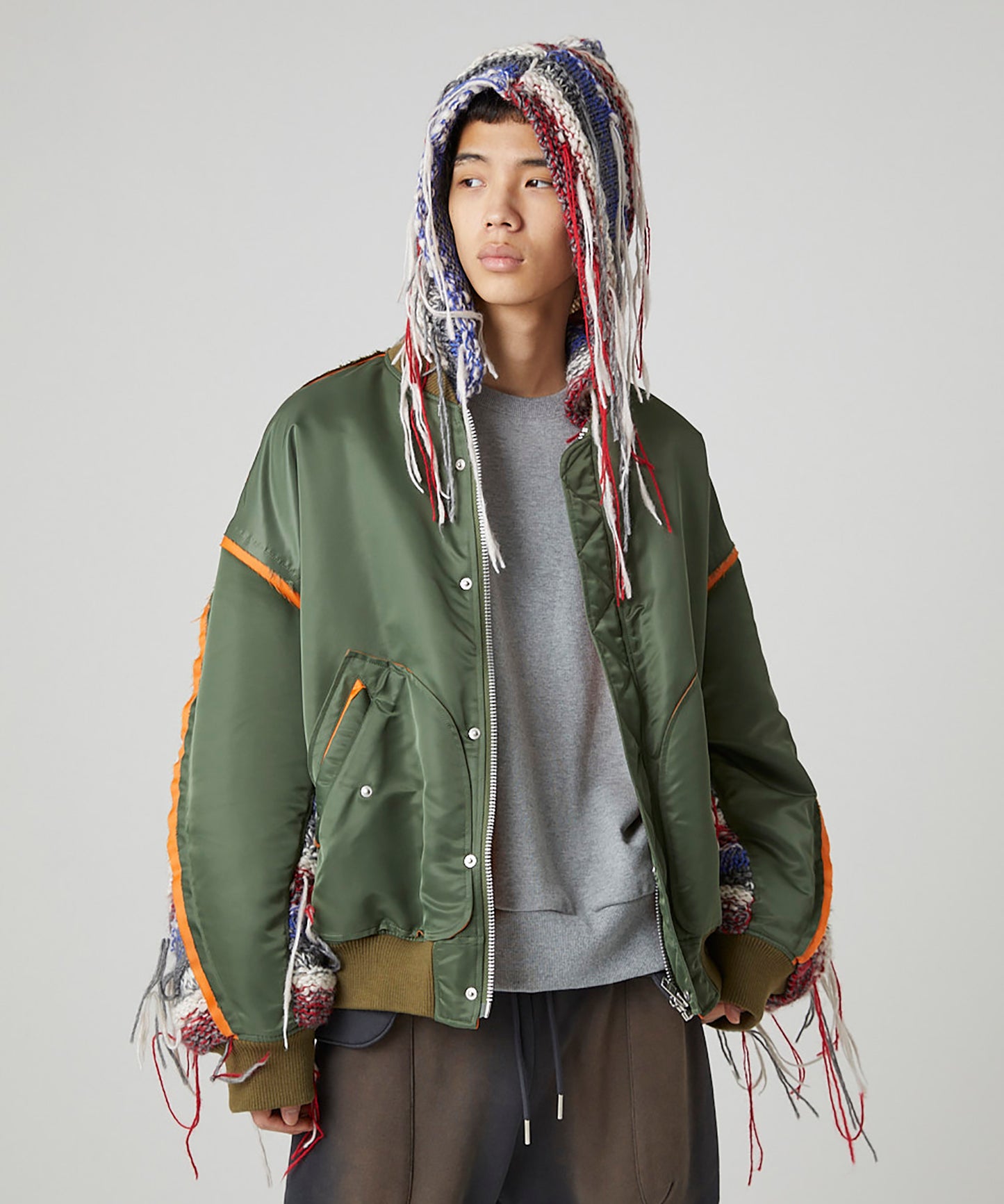 MIX KNIT SLEEVE BLOUSON