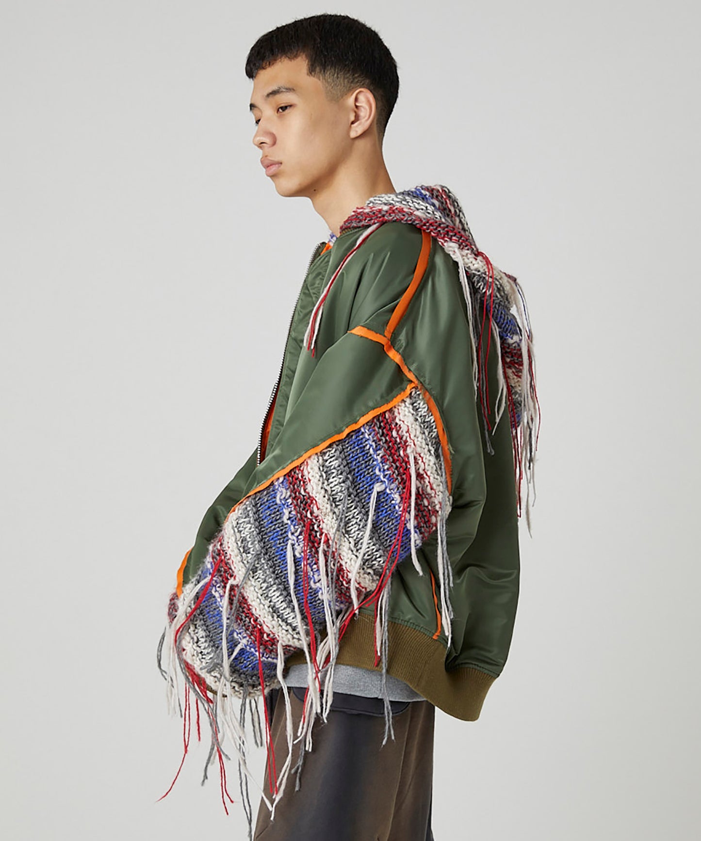 MIX KNIT SLEEVE BLOUSON