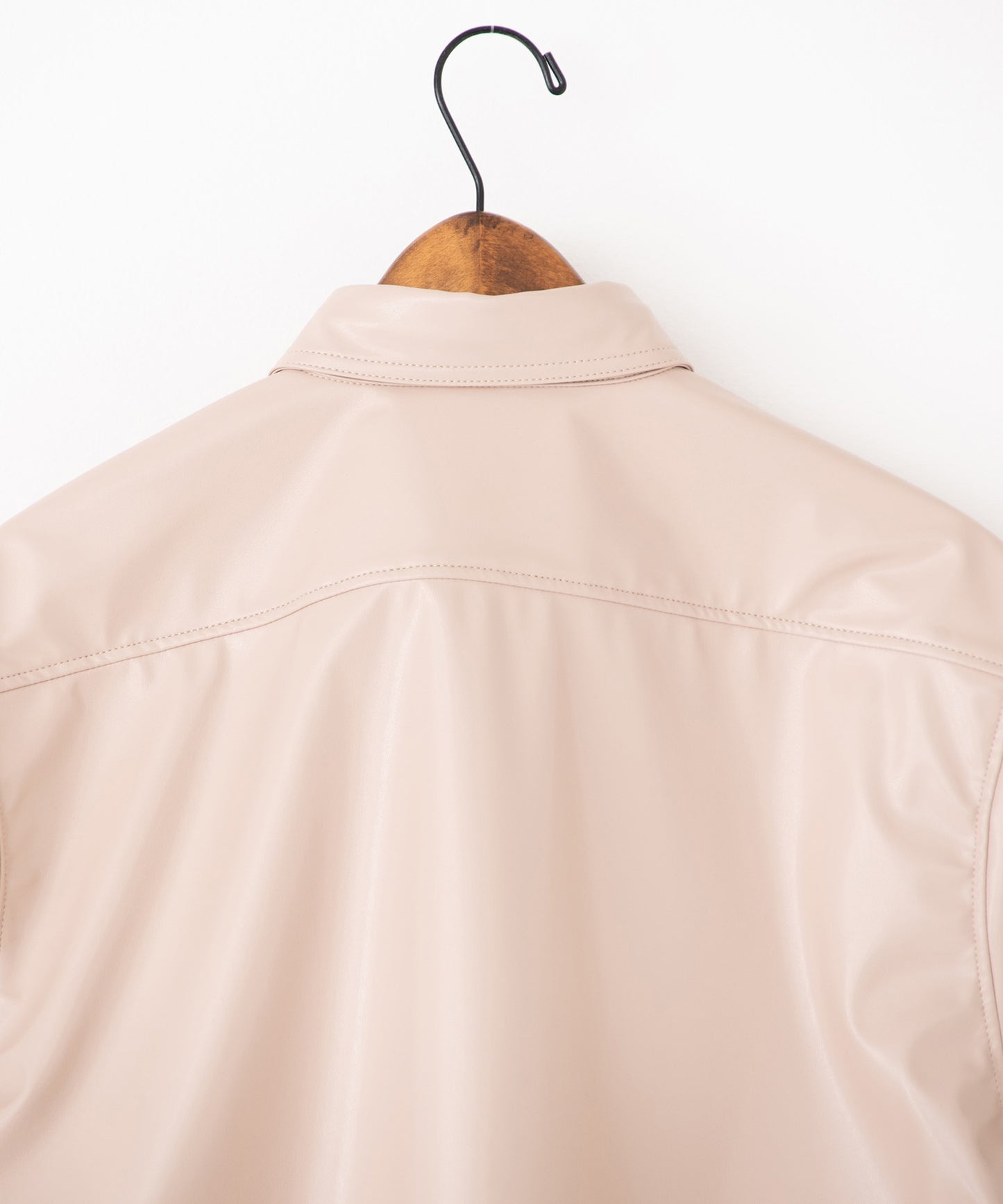 vegan leather long-sleeve shirt
