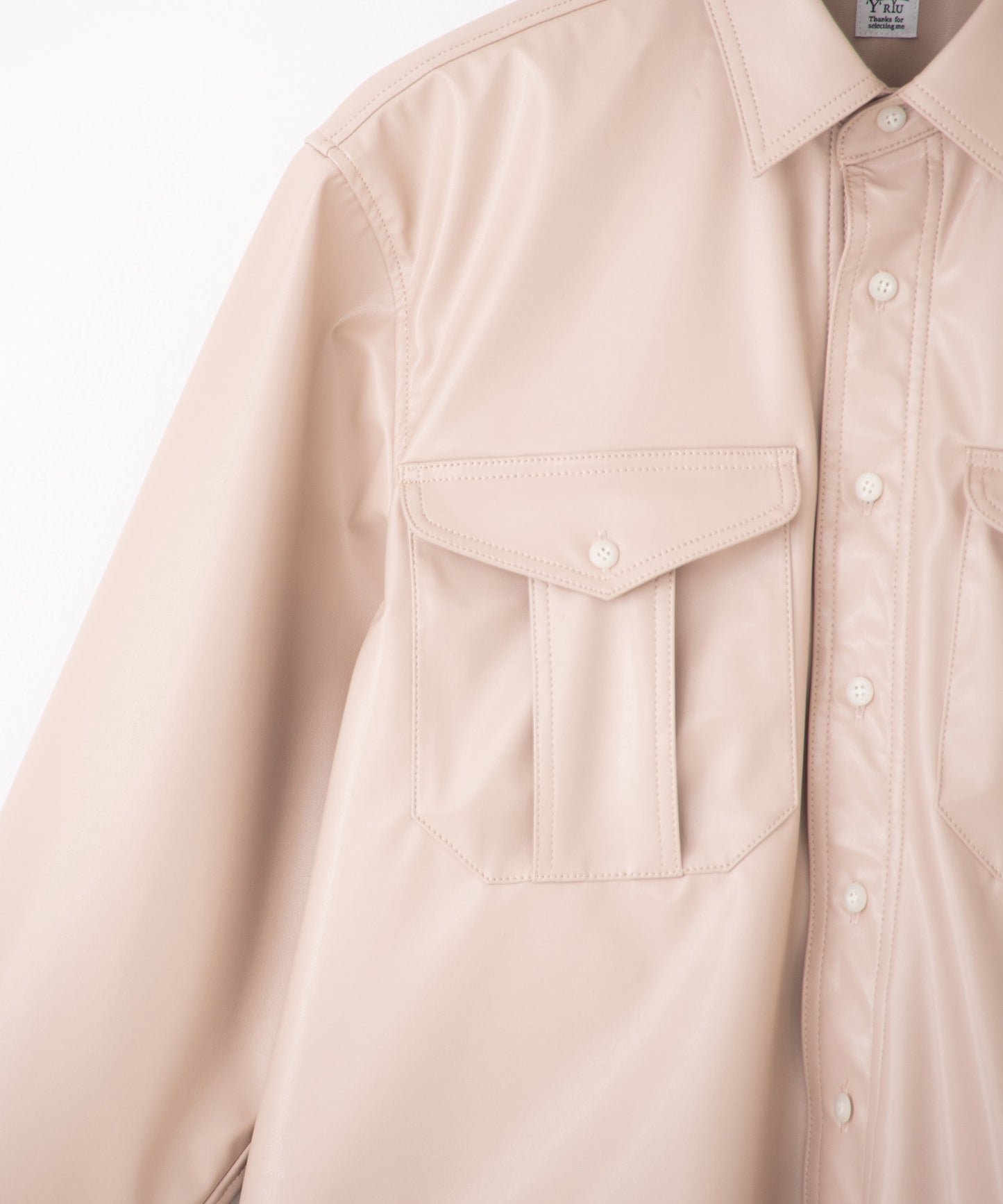 vegan leather long-sleeve shirt