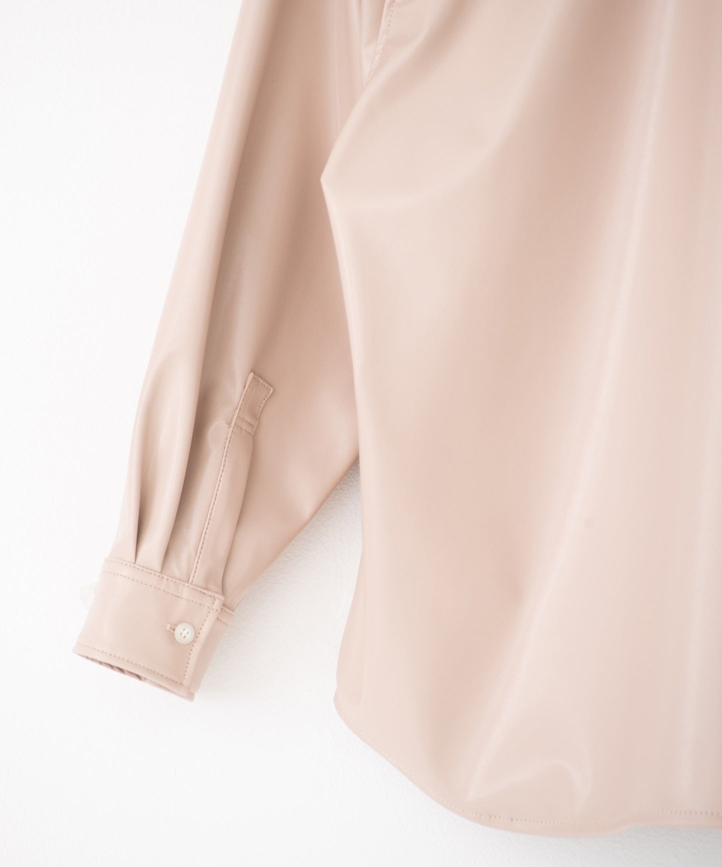 vegan leather long-sleeve shirt