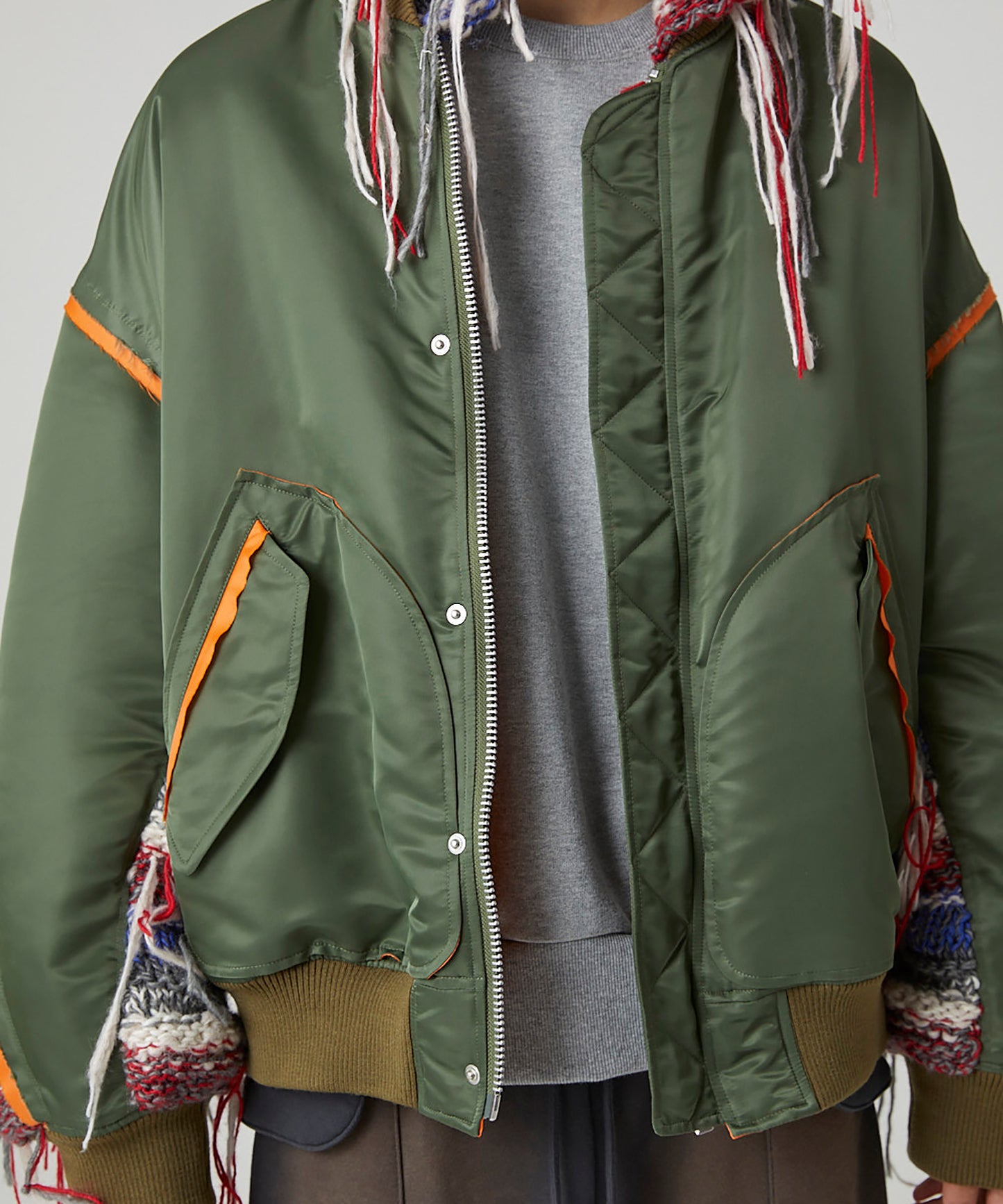 MIX KNIT SLEEVE BLOUSON