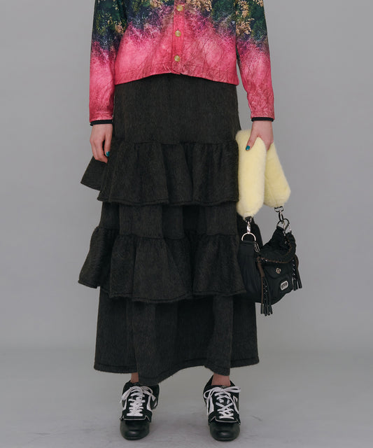 MOHAIR TIERED SKIRT