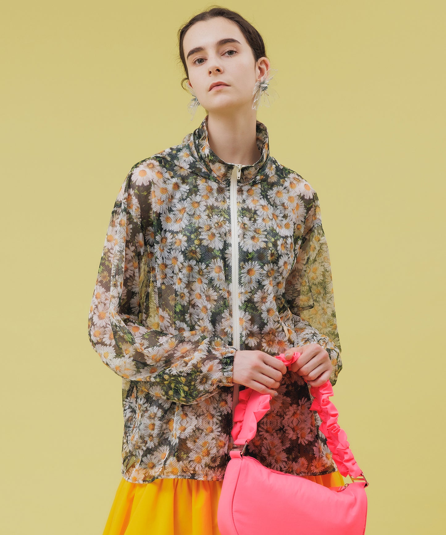 PRINT MESH ZIPUP PARKA