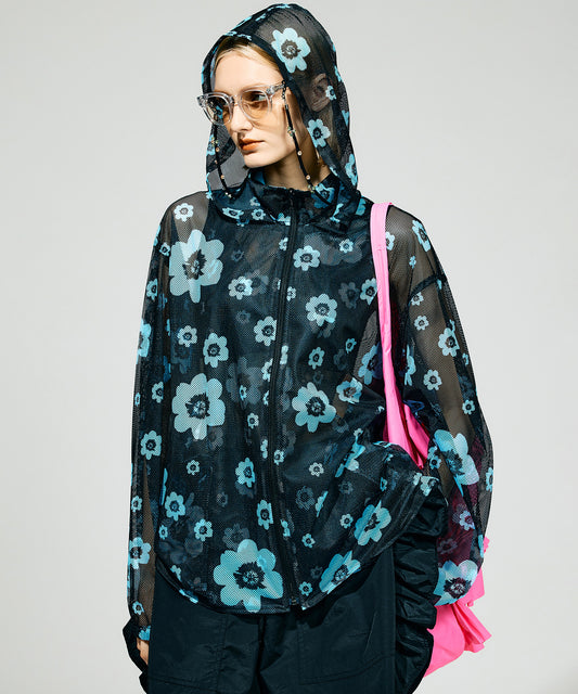 PRINT MESH ZIPUP PARKA