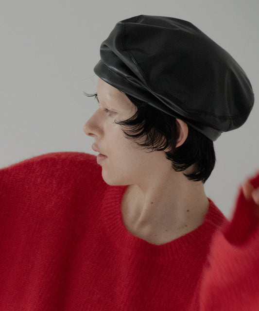 vegan leather beret