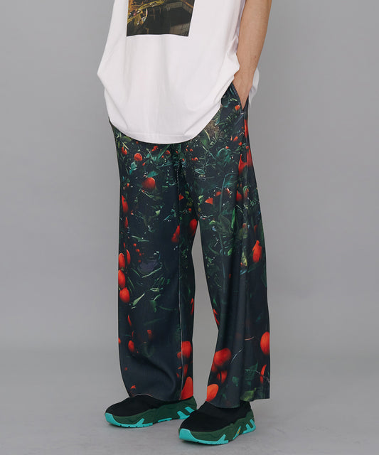 PRINT RIB WIDE PANTS