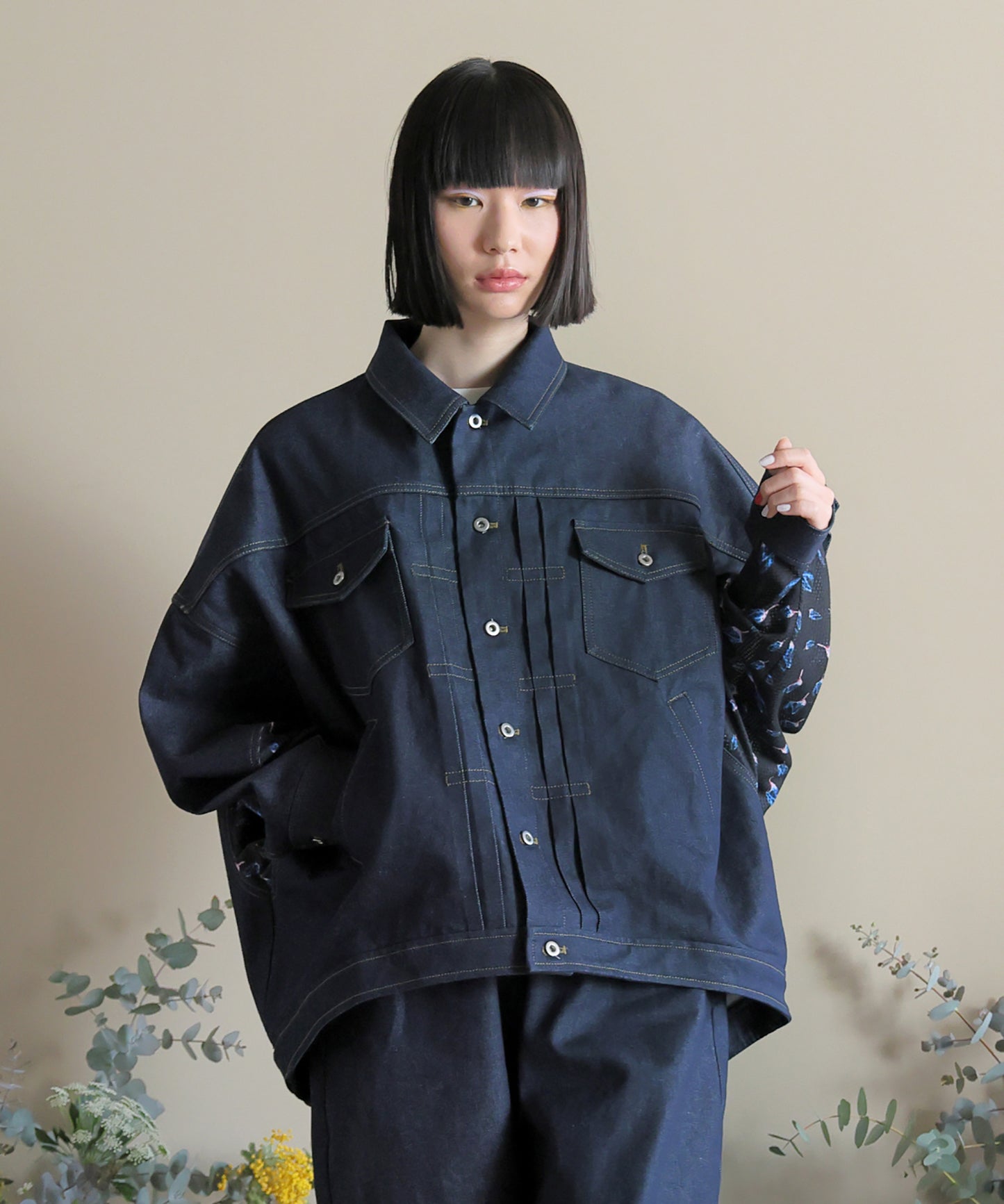 Flower Wide Denim Jacket