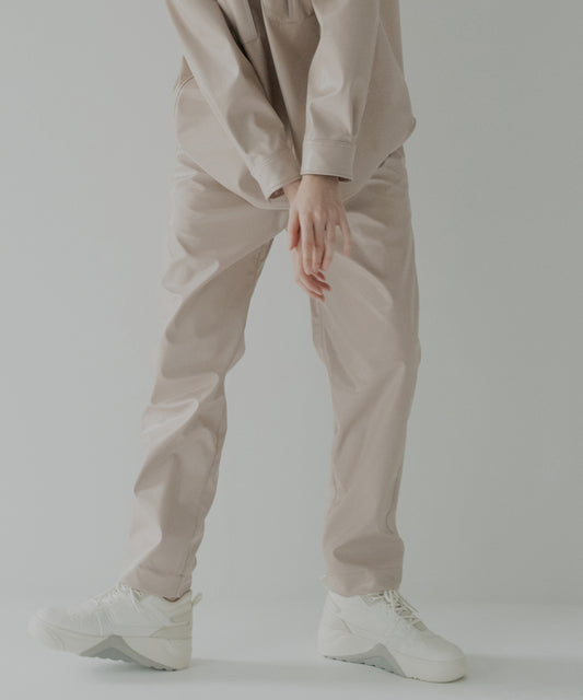 vegan leather tapered slacks