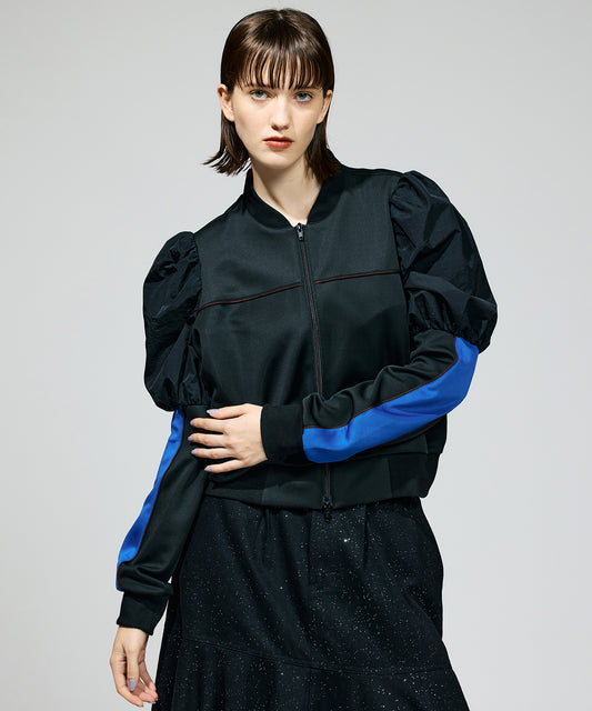 PUFF SLEEVE ZIP-UP JERSEY