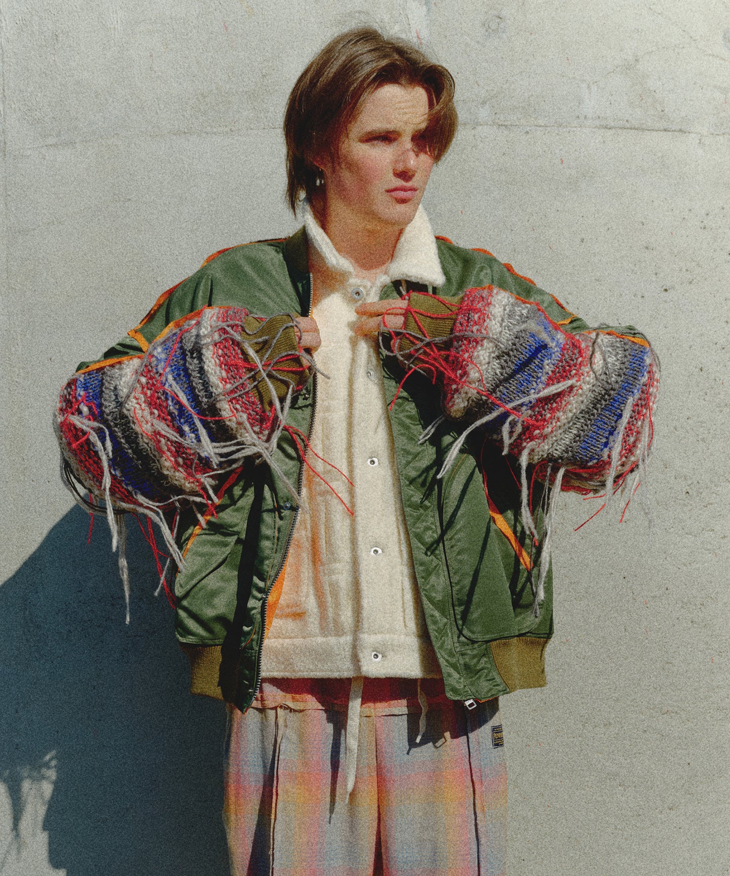 MIX KNIT SLEEVE BLOUSON
