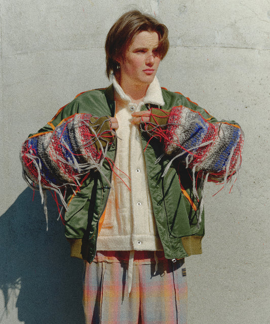 MIX KNIT SLEEVE BLOUSON