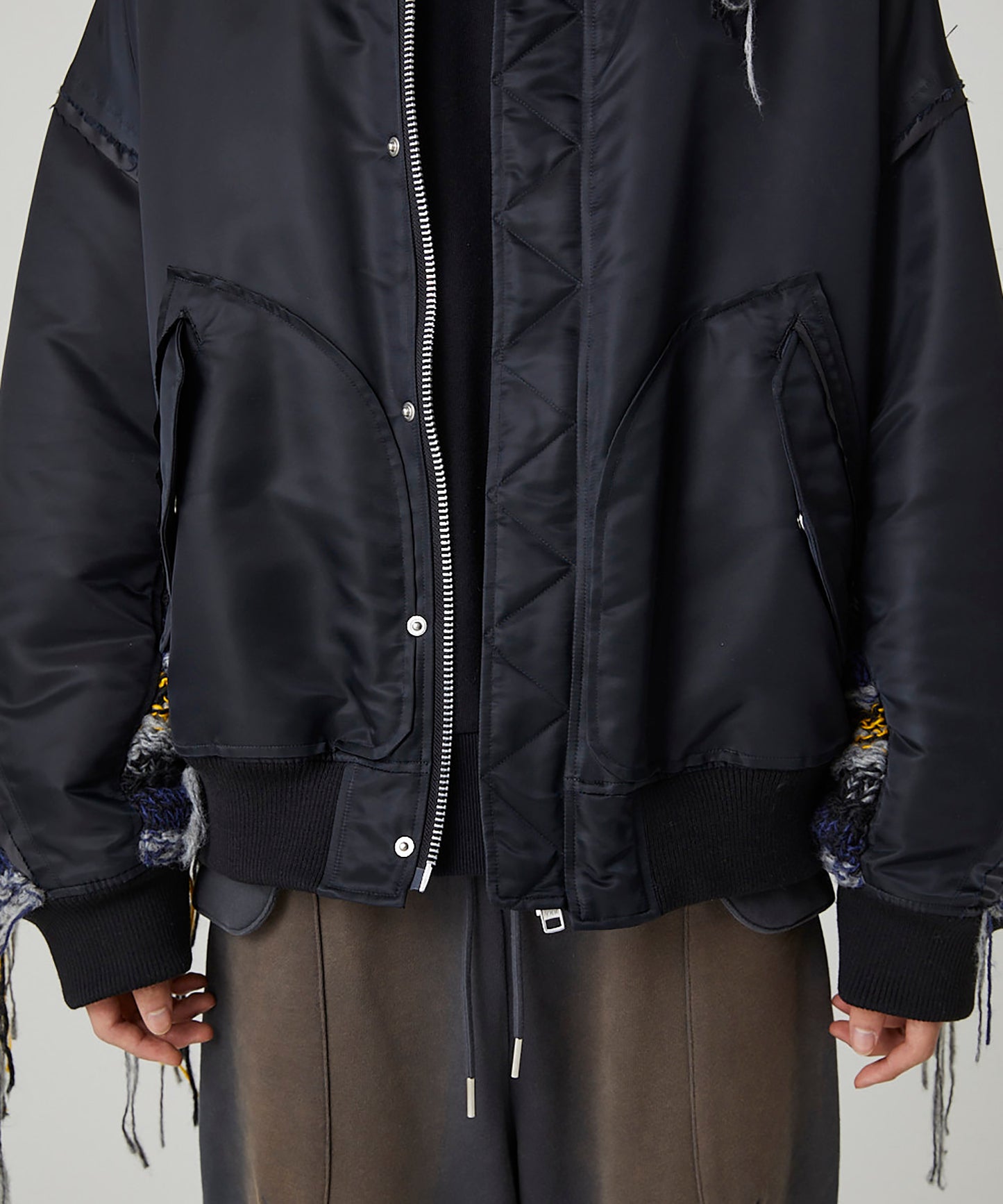 MIX KNIT SLEEVE BLOUSON