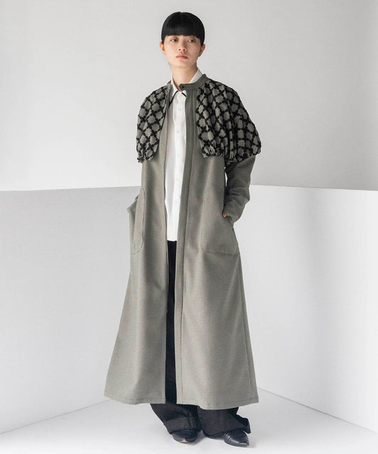 MIX CHECK DRESS COAT