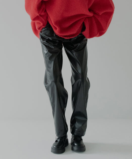 vegan leather tapered slacks