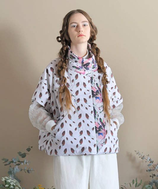 Flower Down Poncho Jacket