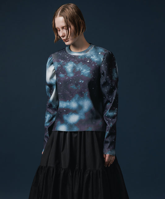 PRINT RIB PUFF SLEEVE C/S