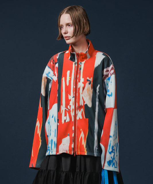 PRINT RIB ZIP-UP BLOUSON