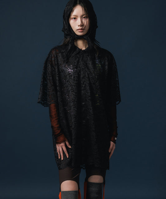LACE HALF SLEEVE SHIRT & LACE SCARF