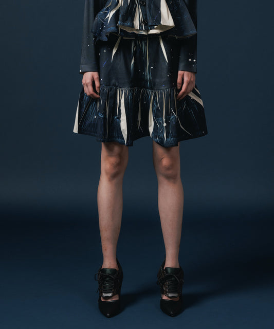 DIRECT PRINT RIB GATHER MINI SKIRT