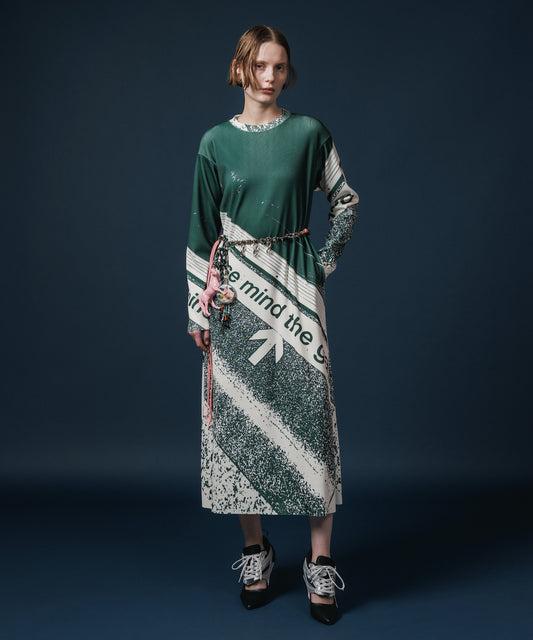 PRINT RIB L/S ONE-PIECE
