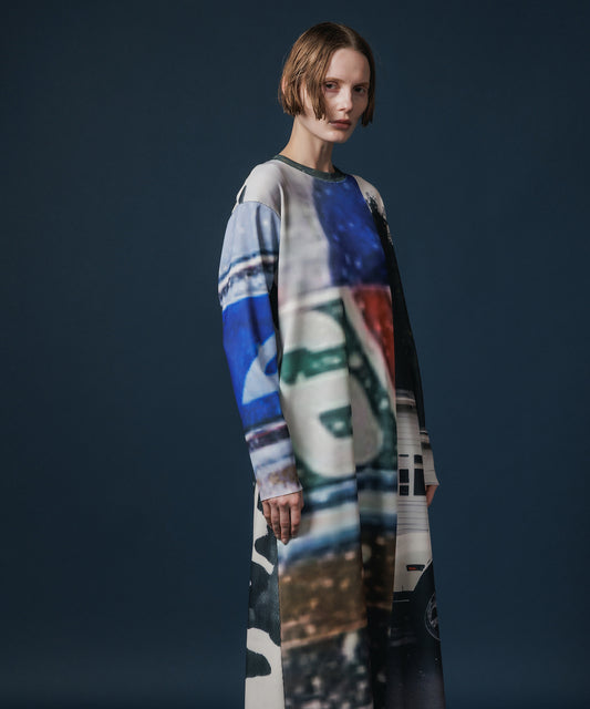 PRINT RIB L/S ONE-PIECE