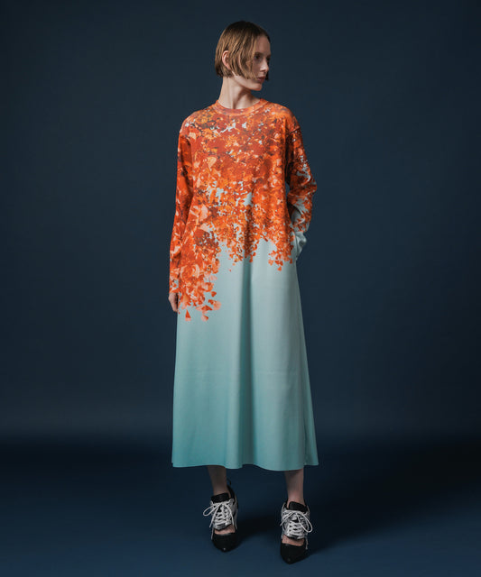 PRINT RIB L/S ONE-PIECE