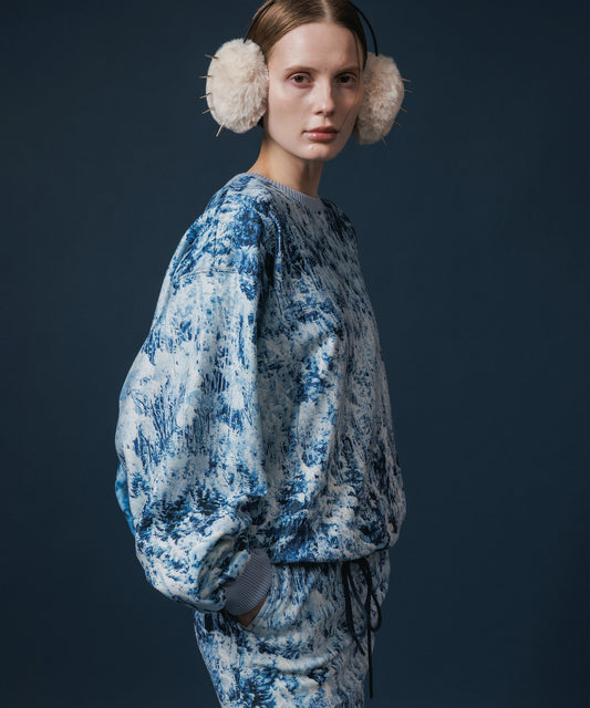 PRINT FLEECE PULLOVER TOP