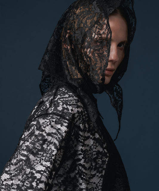 LACE LONG SLEEVE SHIRT & LACE SCARF