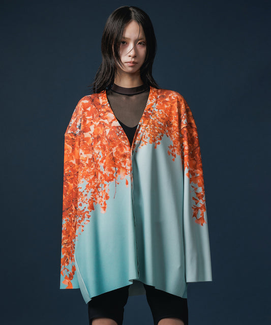 PRINT RIB BIG CARDIGAN