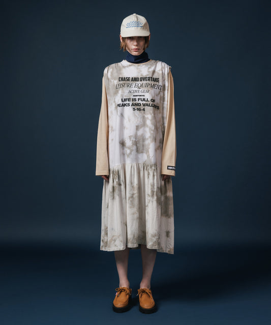 GATHER SHOULDER TIE-DYE ONE-PIECE