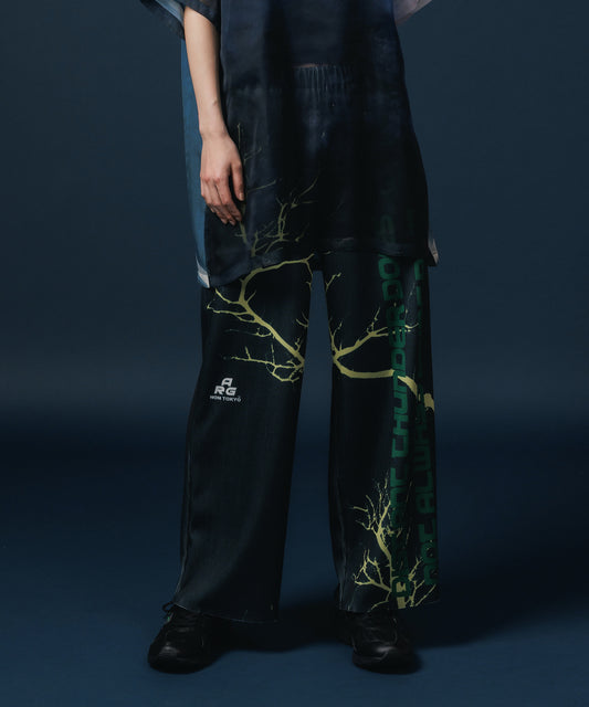 PRINT RIB WIDE PANTS
