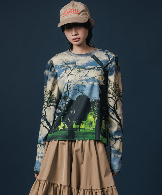 PRINT RIB PUFF SLEEVE C/S