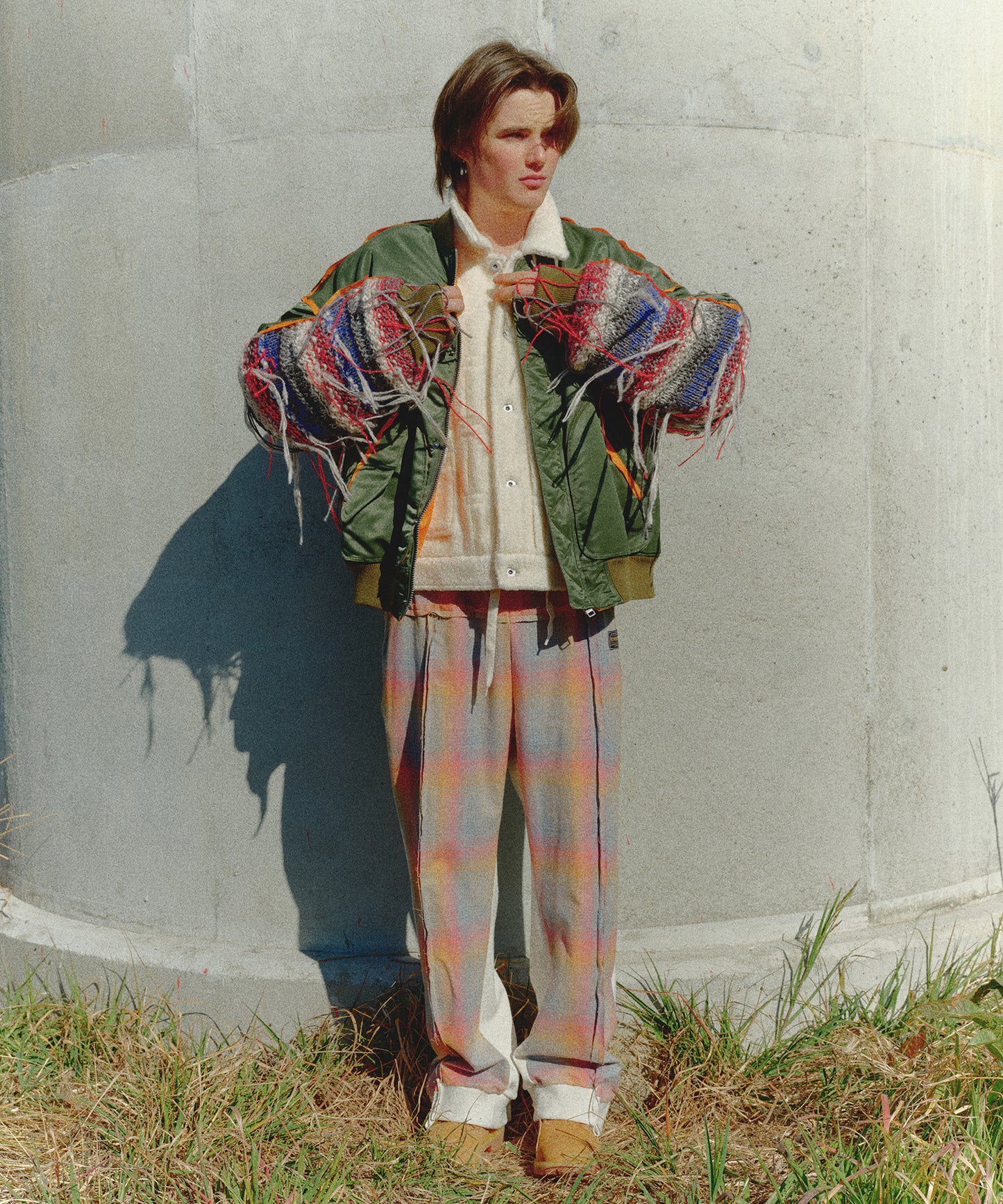 MIX KNIT SLEEVE BLOUSON