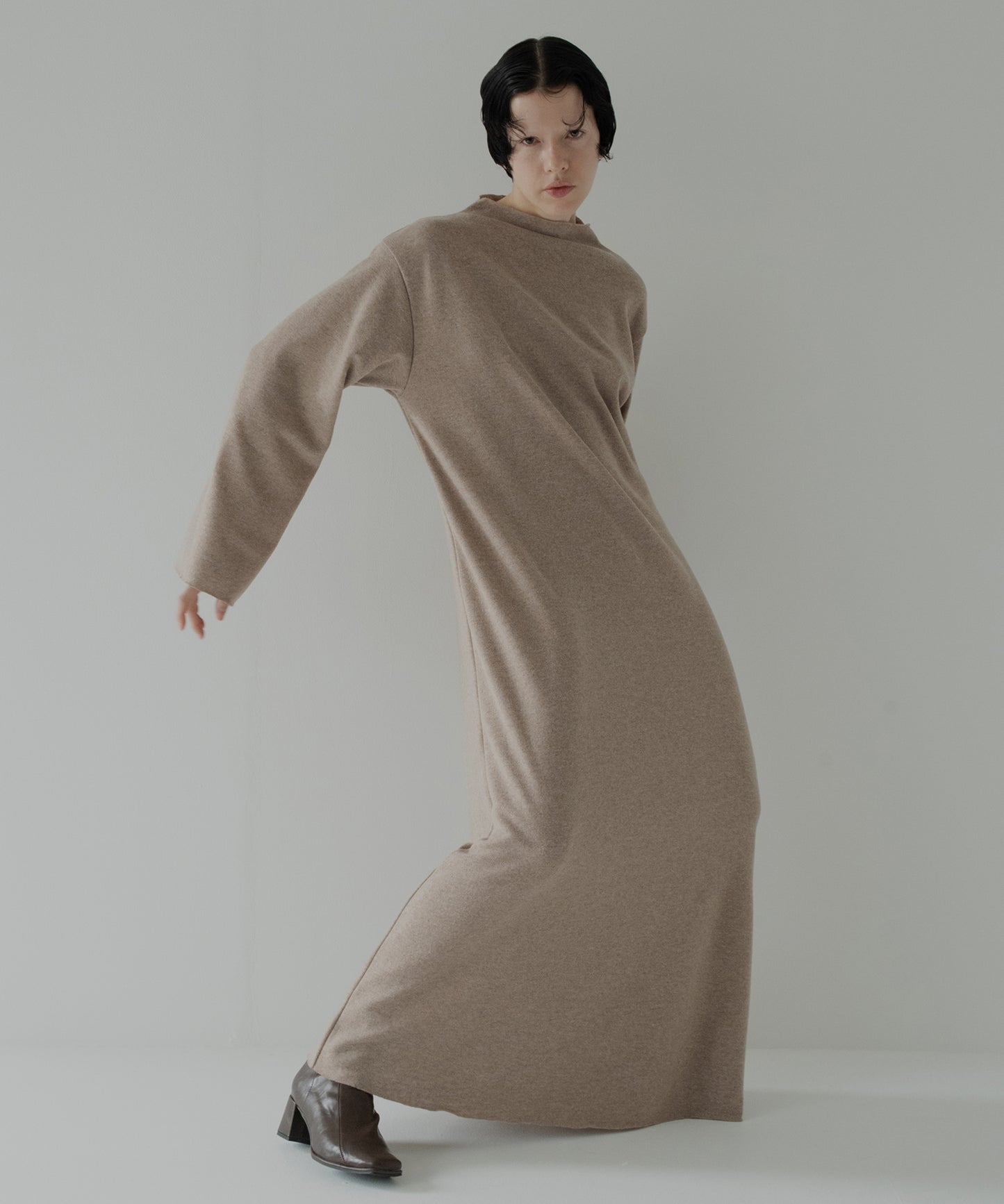 soft wool bottle neck dress