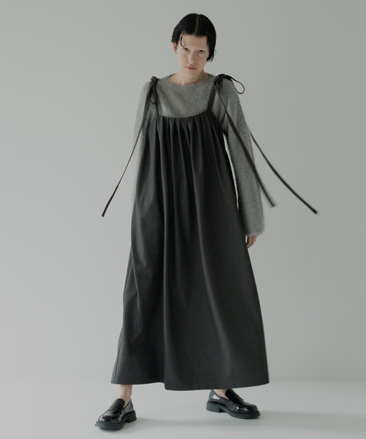 gabardine shoulder tuck dress