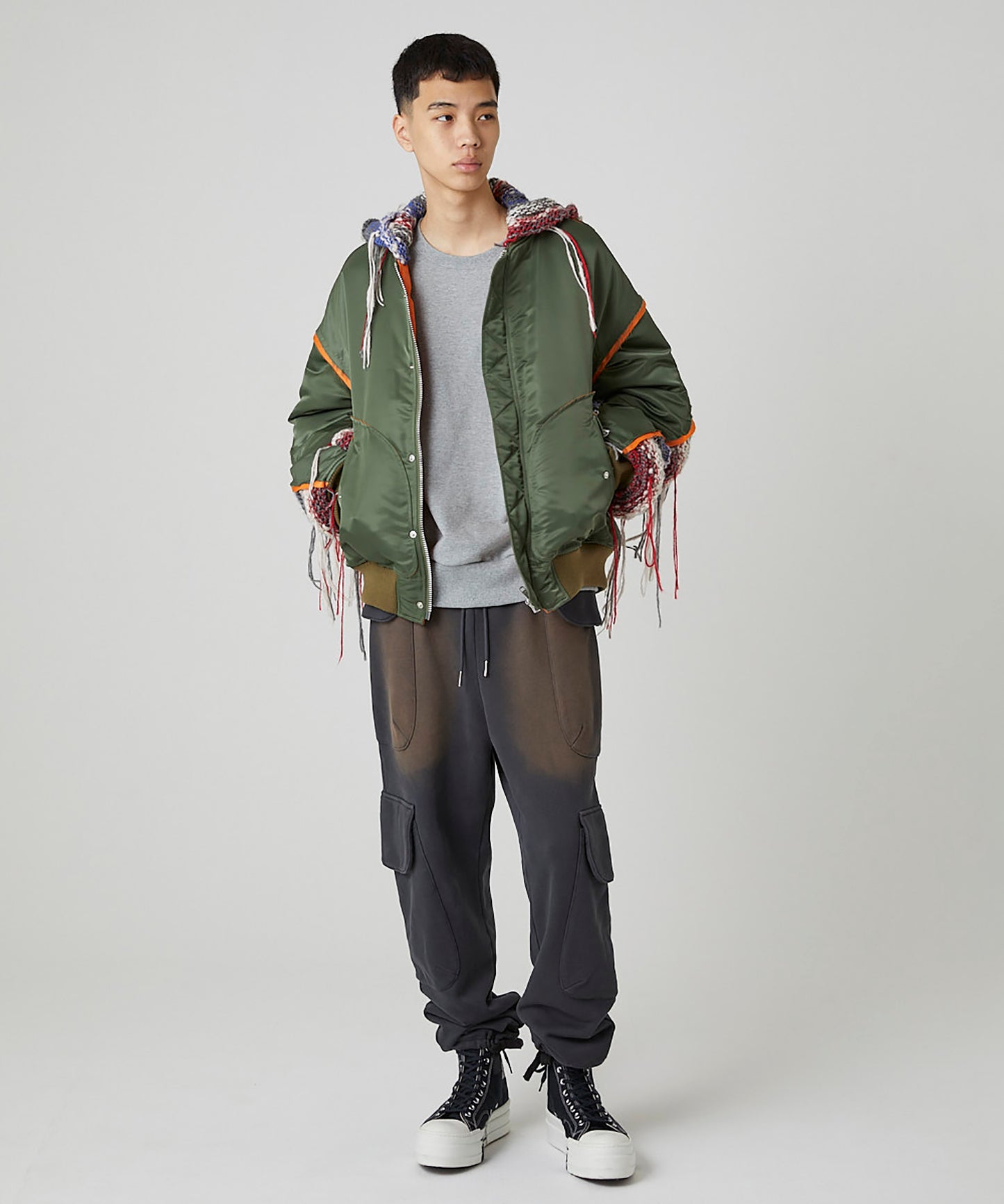 MIX KNIT SLEEVE BLOUSON