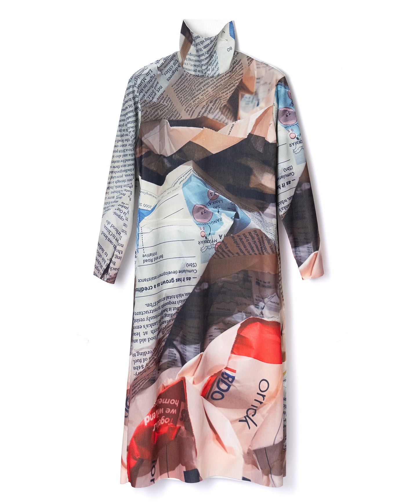 PRINT RIB HI-NECK ONE-PIECE