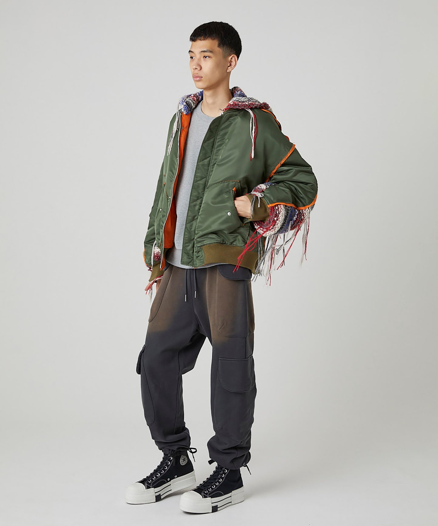 MIX KNIT SLEEVE BLOUSON