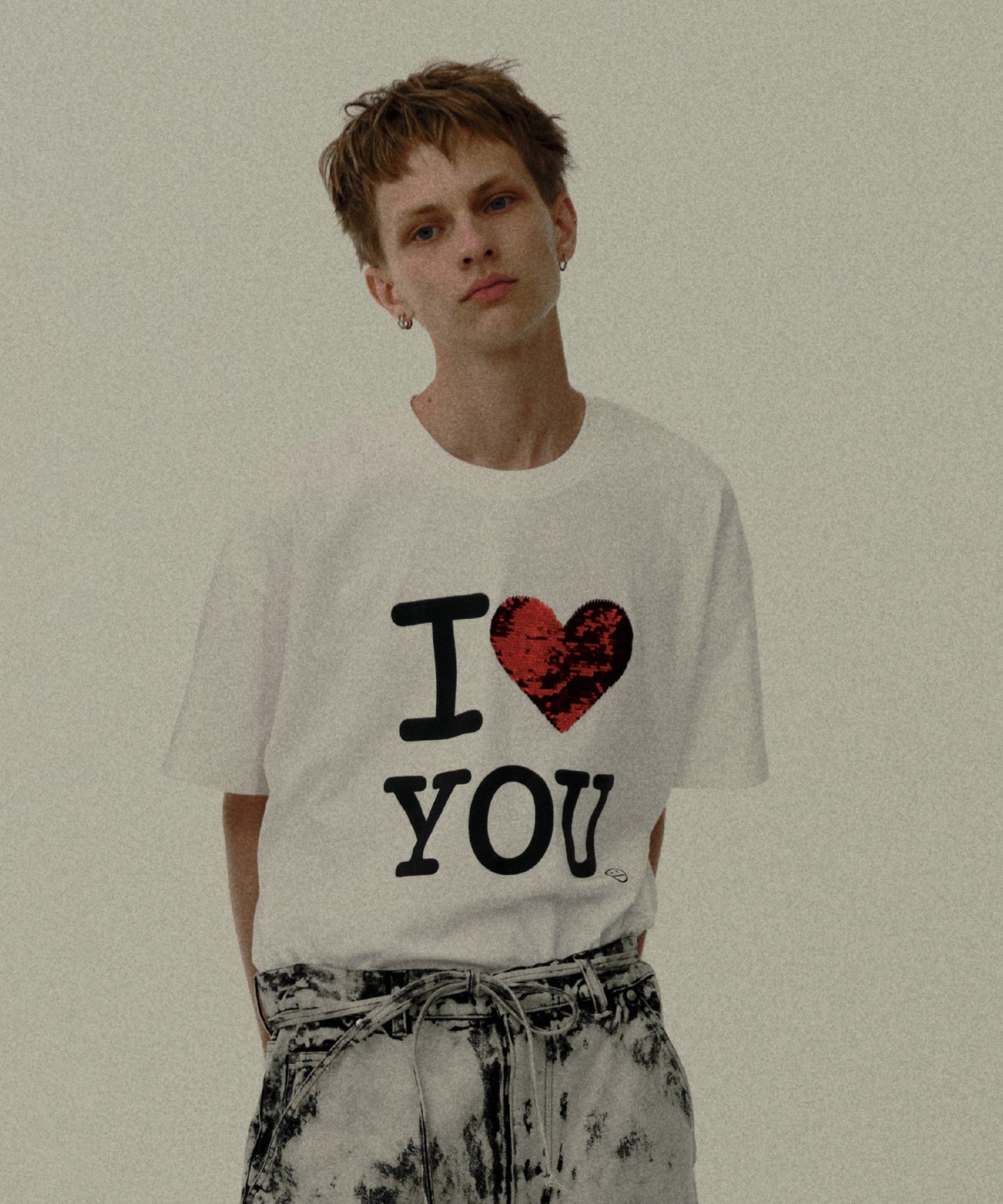 I LOVE＆HATE SEQUINS DAMAGE TEE