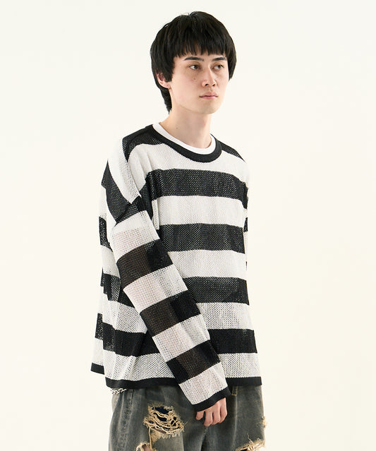 MESH LAME PULLOVER KNIT