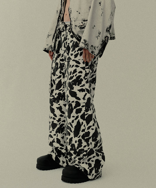 COW PRINT PAINTER PANTS