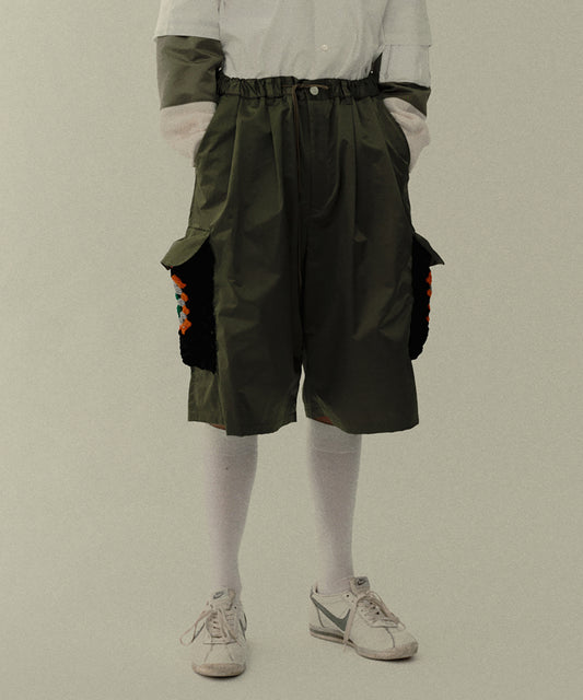 KAJIF NYLON CROCHET POCKET CARGO SHORTS