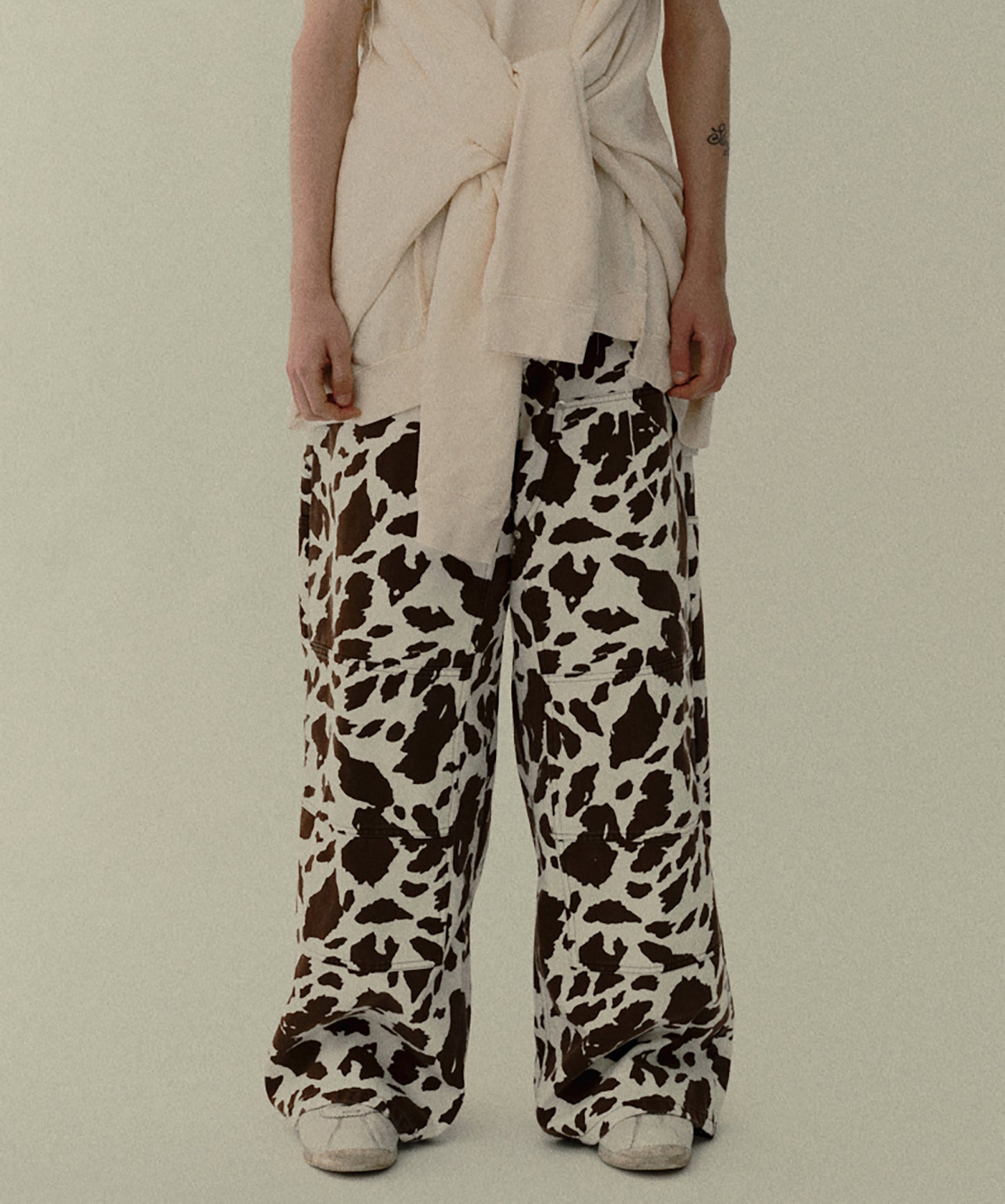 COW PRINT PAINTER PANTS