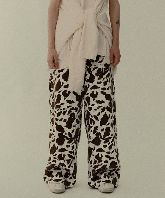 COW PRINT PAINTER PANTS