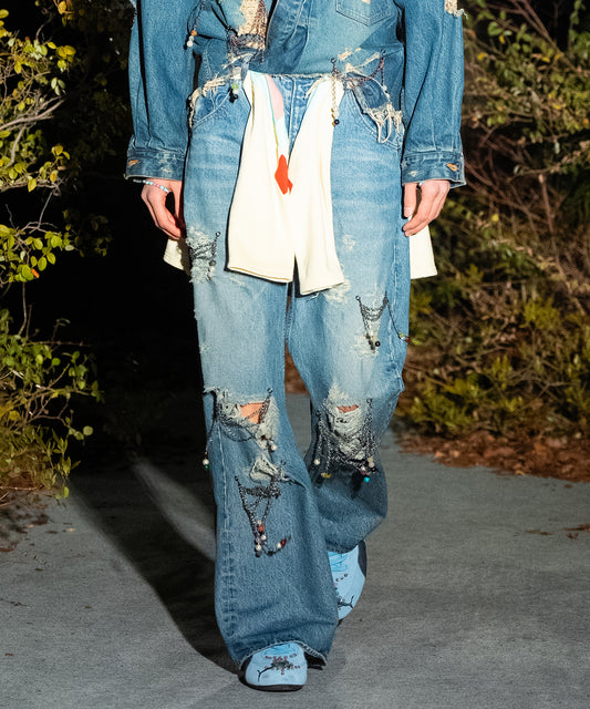 CHAIN DAMEGE DENIM PANTS【8月下旬】