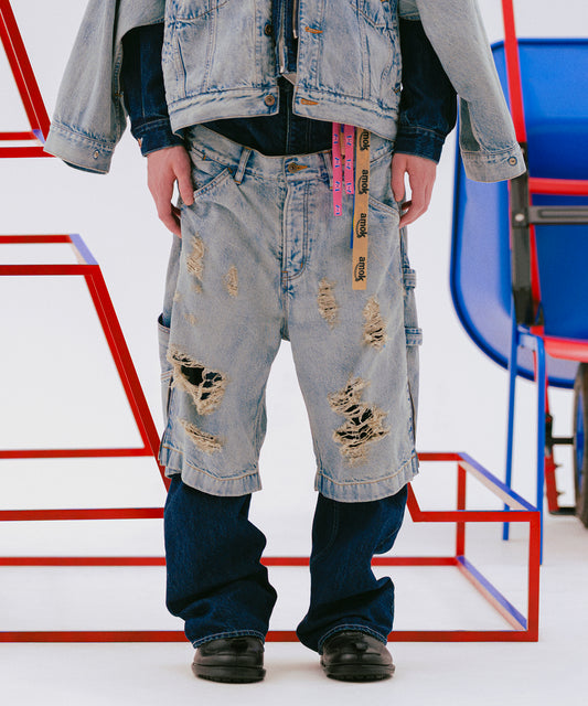 TWO-IN-ONE DENIM PANTS