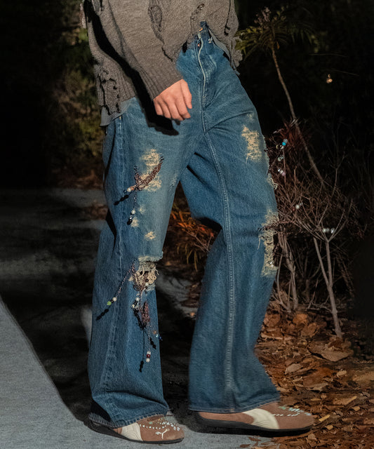 CHAIN DAMEGE DENIM PANTS【8月下旬】