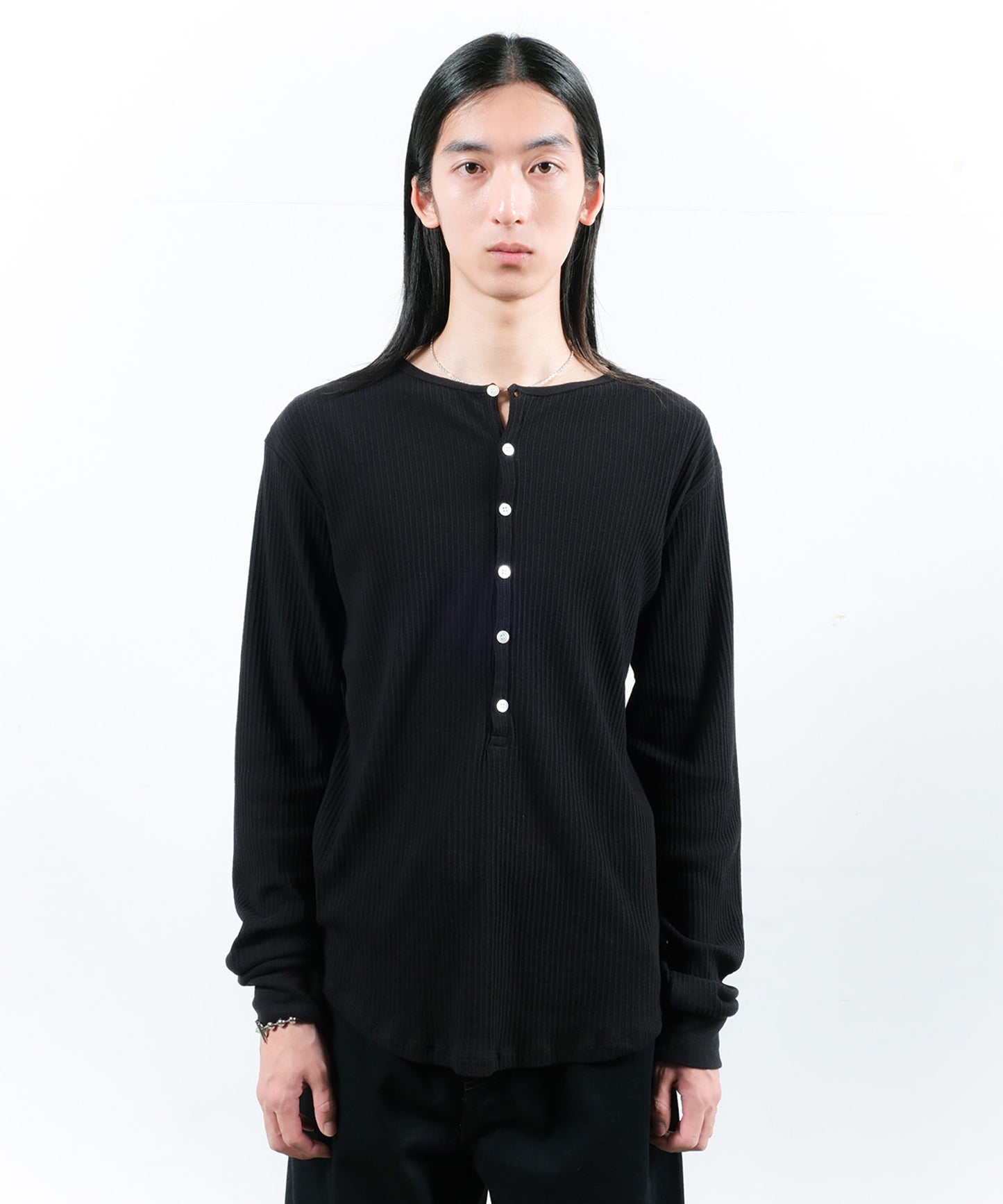 VINTAGE LIGHT RIB HENRY NECK L/S